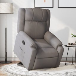 Fotoliu rabatabil cu ridicare pe verticala, gri taupe, textil GartenMobel Dekor