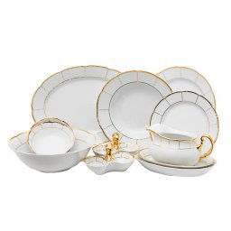 MENUET decor AUR - Serviciu de masa portelan Bohemia (12 persoane - 45 de piese)