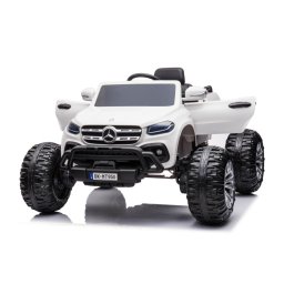 Masinuta electrica Mercedes X-Class Monster Truck 180W 4x4, roti moi, scaun tapitat, culoare Alba
