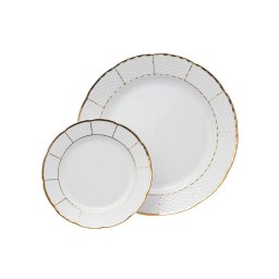 MENUET decor AUR - Serviciu de tort portelan Bohemia (6 persoane - 7 piese)