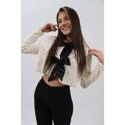 JACHETA TIP BOLERO CROP CU PAIETE SI PANGLICI IN FATA SPLENDIDO Alb TALIE UNICA