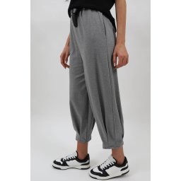 PANTALONI CARROT ELASTIC IN TALIE CUREA CU PENSA IN PARTEA DE JOS BELINA TALIE UNICA Gri