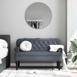 Bancheta cu spatar, gri închis, 119,5x64,5x75 cm, catifea GartenMobel Dekor