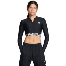 Under Armour Women‘s HeatGear Rib 1/4 Zip LS Top Black L