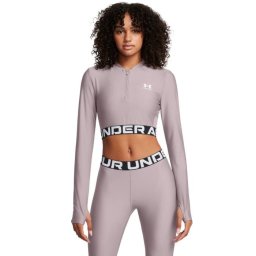 Under Armour Top pentru femei HeatGear Rib 1/4 Zip LS Grey XL