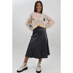 FUSTA MIDI SATINATA COSIMO XS-S Gri