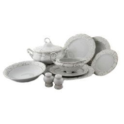 VIVIEN decor ARGINT - Serviciu de masa portelan (12 persoane - 44 de piese)