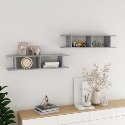 Rafturi de perete, 2 bucati, gri beton, 90x18x20 cm, PAL GartenMobel Dekor
