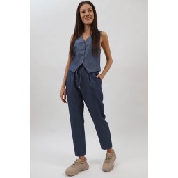 PANTALONI LUNGI BOGGY CU BUZUNARE SI ELASTIC IN TALIE MASSIMO TALIE UNICA Denim
