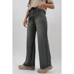 BLUGI DENIM PALLAZZO LARGI CU EFECT PRESPALAT TALIE INALTA MATTIA M Denim