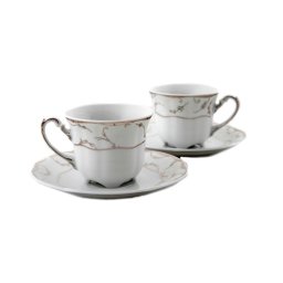 VIVIEN decor ARGINT - Serviciu de cafea portelan (6 persoane - 12 piese)