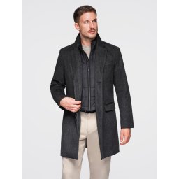 Ombre Unbuttoned men's wool blend coat - graphite