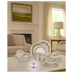 MARIE LOUISE decor AUR Serviciu masa portelan Bohemia 12 persoane ( 45 piese )