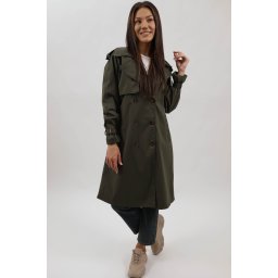 Trenci Midi Clasic cu Buzunare și Cordon Lorenne Kaki S-M