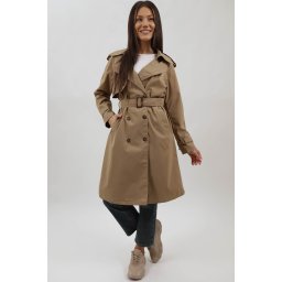 Trenci Midi Clasic cu Buzunare și Cordon Lorenne Bej S-M