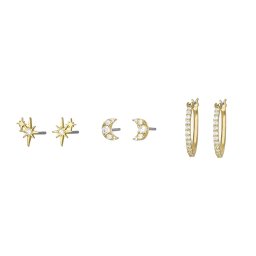Fossil Set încântător de cercei placați cu aur Moon JGFTSET1050