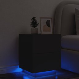 Noptiera cu lumini LED, negru, lemn prelucrat GartenMobel Dekor