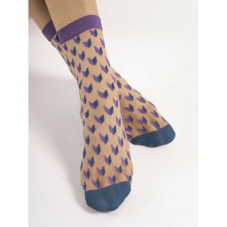 Sosete lycra nude cu model geometric albastru Fiore Dizzy 20 den