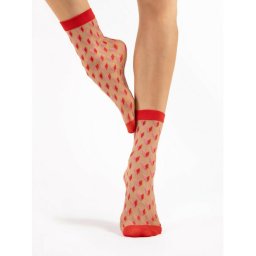 Sosete lycra nude cu model geometric rosu Fiore Dizzy 20 den