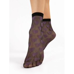 Sosete lycra negre cu inimioare Fiore Beso 20 den
