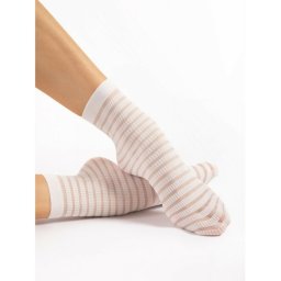 Sosete lycra albe cu dungi late Fiore Izzy 20 den