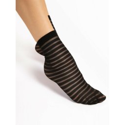 Sosete lycra negre cu dungi late Fiore Izzy 20 den