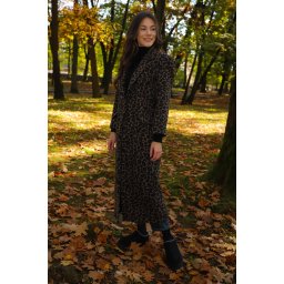 PALTON LUNG CU BUZUNARE SI CAPTUSEALA INCHIDERE UN NASTURE LEOPARD PRINT GLORA S Animal Print