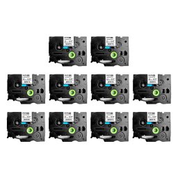 Set 10 benzi laminate SG compatibile Brother TZe-231, 12 mm, negru pe alb, pentru rafturi, inventariere si organizare profesionala