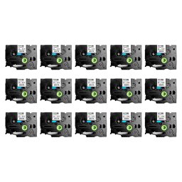 Set 15 benzi laminate SG compatibile Brother TZe-231, 12 mm, negru pe alb, pentru rafturi, inventariere si organizare profesionala