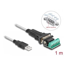 Adaptor USB 2.0-A la Serial RS-422/485 cu terminal block 5V 1m, Delock 64268