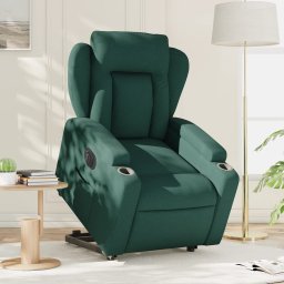 Fotoliu electric rabatabil cu ridicare, verde închis, textil GartenMobel Dekor