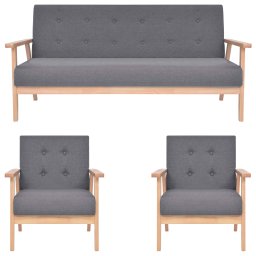 Set de canapele, 3 piese, gri închis, material textil GartenMobel Dekor