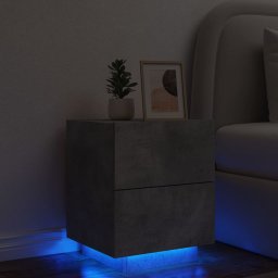 Noptiera cu lumini LED, gri beton, lemn prelucrat GartenMobel Dekor