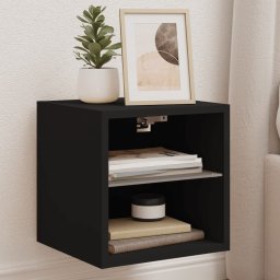 Comoda TV de perete cu lumini LED, negru, 30x28,5x30 cm GartenMobel Dekor