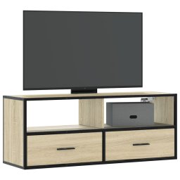 Dulap TV stejar sonoma, 100x31x39,5 cm, lemn prelucrat si metal GartenMobel Dekor