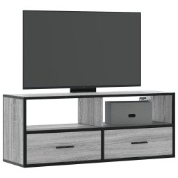Dulap TV, gri sonoma, 100x31x39,5 cm, lemn prelucrat si metal GartenMobel Dekor