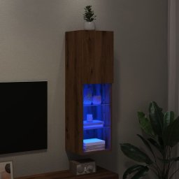 Comoda TV cu lumini LED, stejar artizanal, 30,5x30x102 cm GartenMobel Dekor