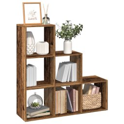 Biblioteca/separator, 3 niveluri lemn vechi 99x29x99 cm lemn GartenMobel Dekor