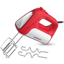 Mixer de mana Heinner HM-DC500RD, motor DC, 500 W, 6 viteze+turbo, alb-rosu