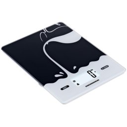 Cantar de bucatarie Heinner HKS-BK5USB, 5 kg, gradatie 1g, tara, sticla securizata, incarcare USB, alb-negru