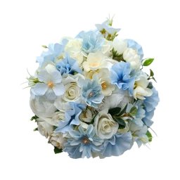 Buchet mireasa/nasa cu flori de matase, alb-bleu - FEIS409011