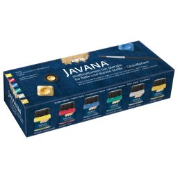 Vopsea pentru textile Javana Metallic Basic Kreul, set 6 buc x 20 ml
