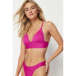 Trendyol Fuchsia Triangle Push Up Top Bikini Texturat