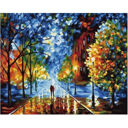 Set pictura pe numere, cu sasiu, Pasi in toamna, 40x50 cm