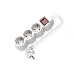 Prelungitor cu 3 x Schuko cu switch ON/OFF 3m Alb, Value 19.99.0951