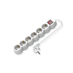 Prelungitor cu 6 x Schuko cu switch ON/OFF 3m Alb, Value 19.99.0956