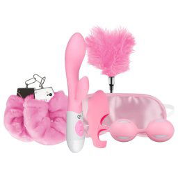 LoveBoxxx I love Pink - set de bondage cu vibrator (6 piese) - roz