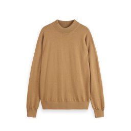 SCOTCH & SODA Pulover Core-Dropped Shoulder Mock Neck 179184 SC1566 light camel