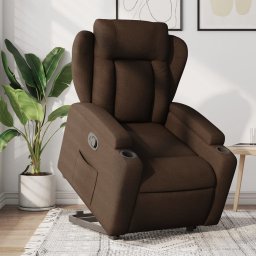 Fotoliu rabatabil cu ridicare pe verticala, maro, textil GartenMobel Dekor
