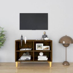 Comoda TV, picioare lemn masiv, stejar afumat, 69,5x30x50 cm GartenMobel Dekor
